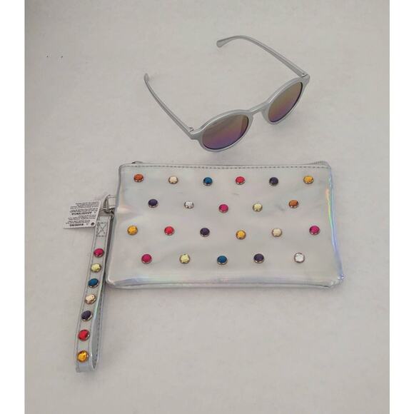 Children's Place fashion bag & matching sunglasses - silver "gemstones" purse - Picture 2 of 11